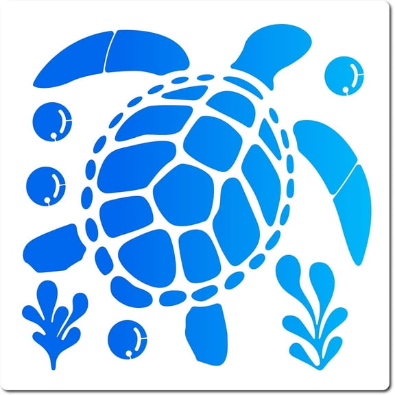 12"X12"Sea Turtle Stencil Ocean Animal Templates Seaweed Bubbles Reusable Templates Plastic Drawing Painting Stencils Template on Card Wall Fabric Canvas Crafts DIY Home Decor Mixed Color 1pc
