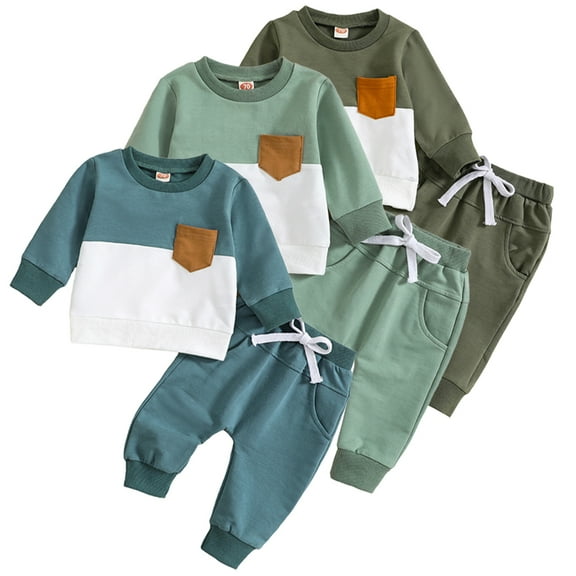 Esaierr Infant Baby Boys Suit Fall Winter Outfit Crewneck Long Sleeve Sweatshirt and Sweatpants Two-Piece Suits 6 Months-3 Years Toddler Casual Set