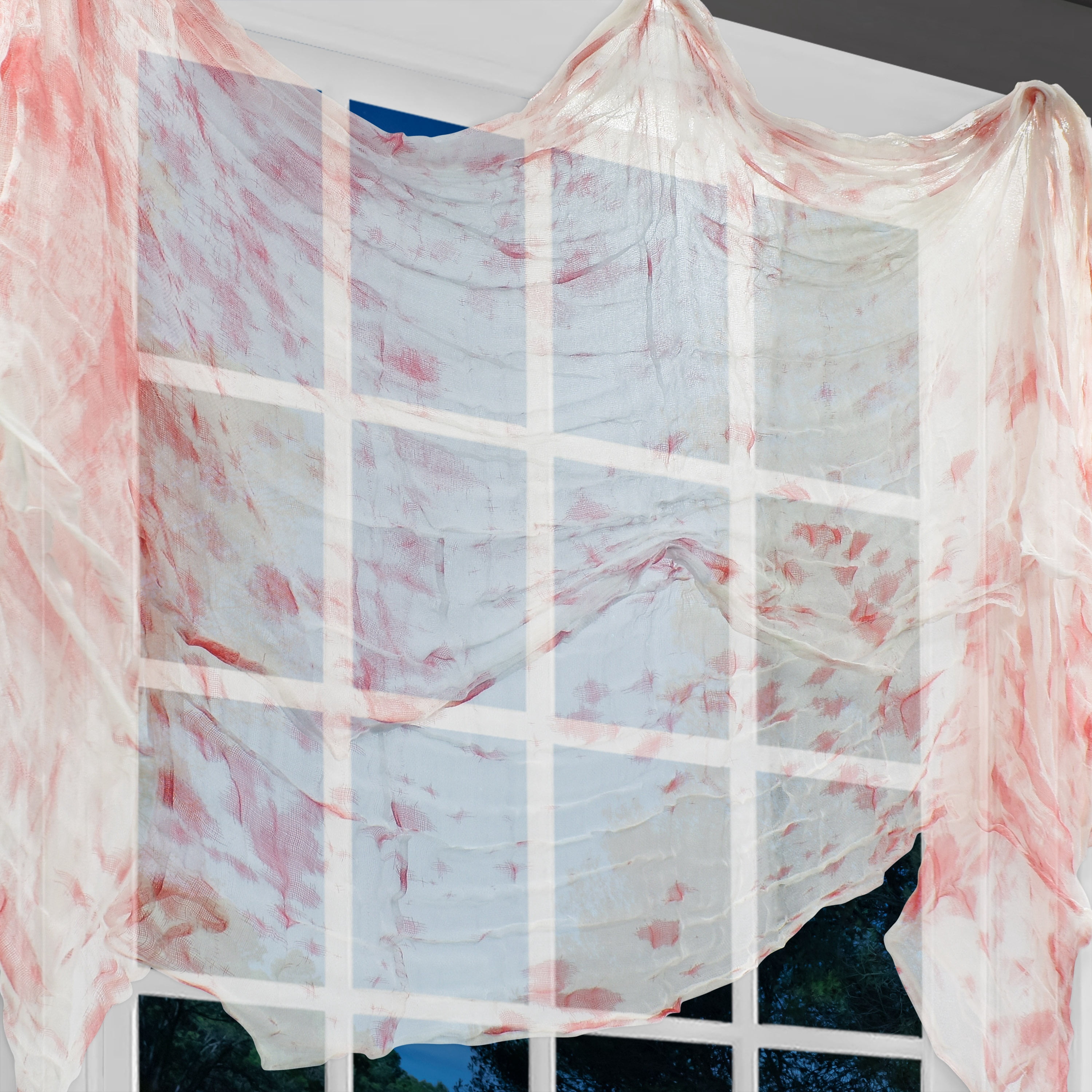 Bloody Creepy Gauze Fabric, White and Red, 65" x 84", Halloween by Way To Celebrate
