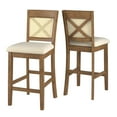 thumbnail image 2 of Weston Home Pulukan Cane Accent x-Back Counter Height Chair (Set of 2), Oak Finish, Beige Linen, 2 of 10