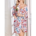 thumbnail image 5 of Avidlove Waffle Knit Robe for Women Soft Lightweight Tie Short Bathrobes 3/4 Sleeve Ladies Sleepwear, 5 of 8