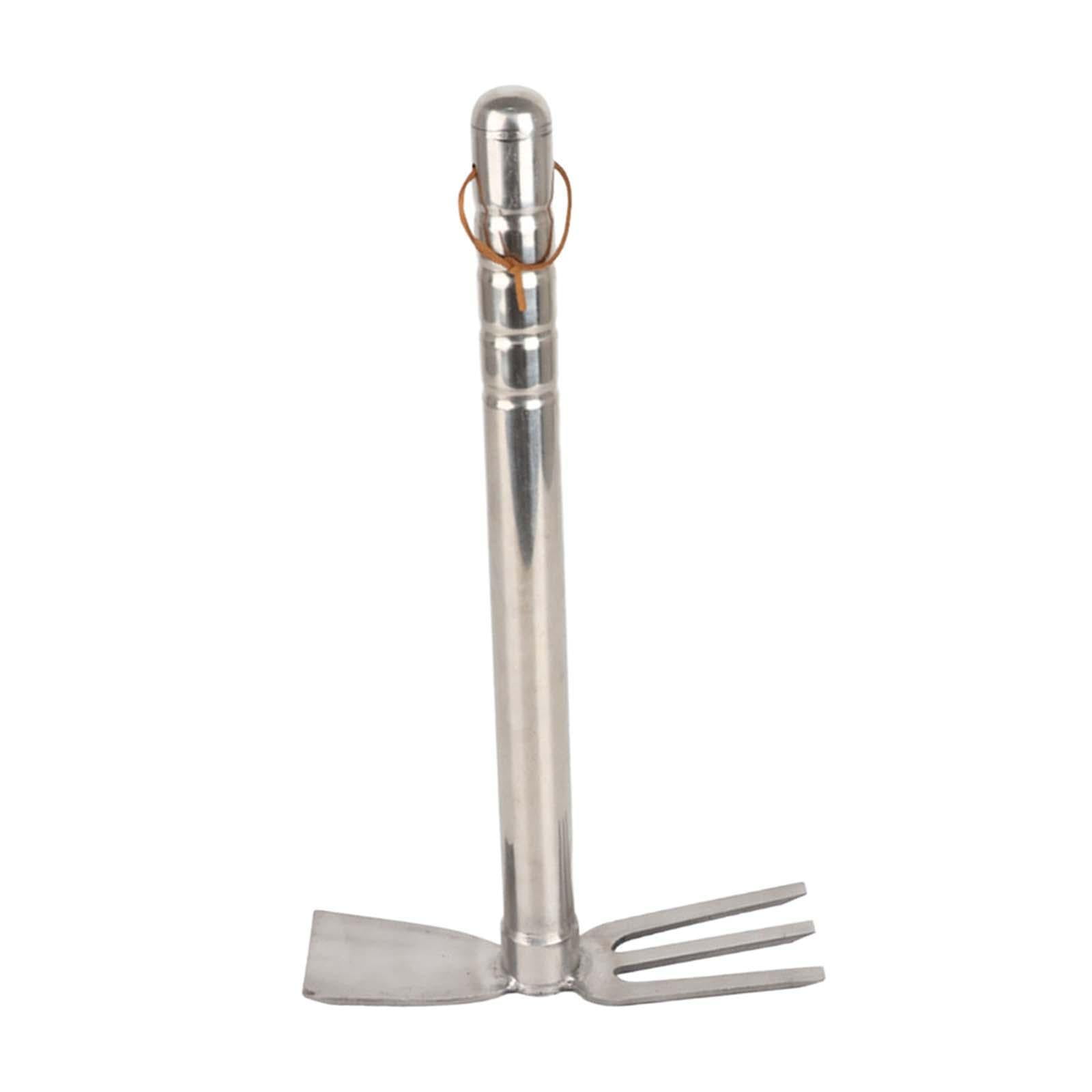 MAGIDEAL Gardening Hand Tiller Tool Stainless Steel 15.1inch Long for Outdoor Camping Hoe and Rake