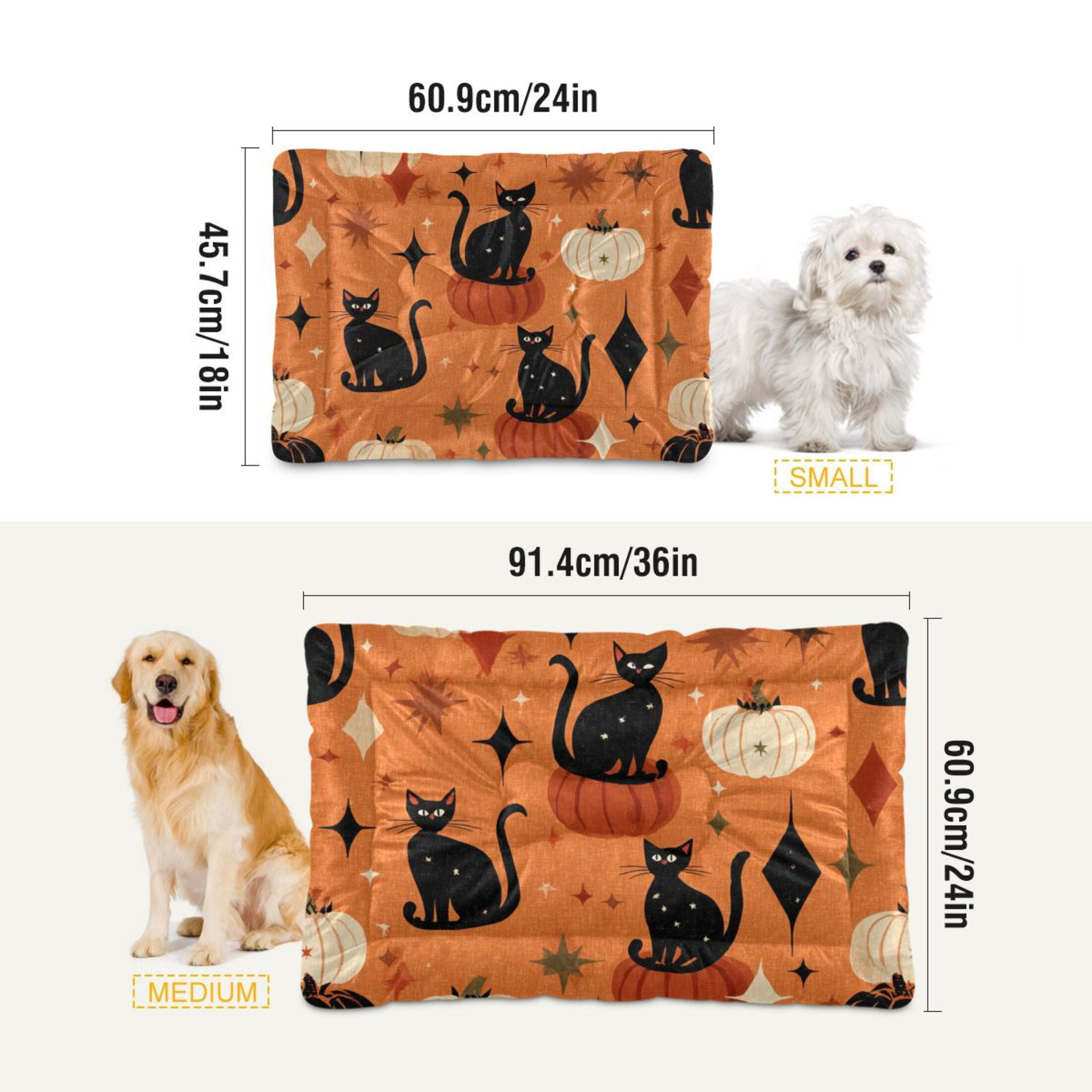 Cozy Mat Pet Bed Indoor Outdoor Warm Soft For Cat Dog Puppy(S/M) Vntage Halloween Pattern