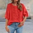 thumbnail image 4 of kaprioy Shirts for Women Fall And Winter Retro Embroidered 3/4 Sleeve Boho Tops Dressy Casual Blouses Teacher Loose Tunics Red, XL, 4 of 7