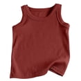 thumbnail image 4 of Likimi Toddler Girls Boys T Shirt Crew Neck Sleeveless Solid Color Tank Comfort Casual Tee Red Size 7-8 Years, 4 of 4