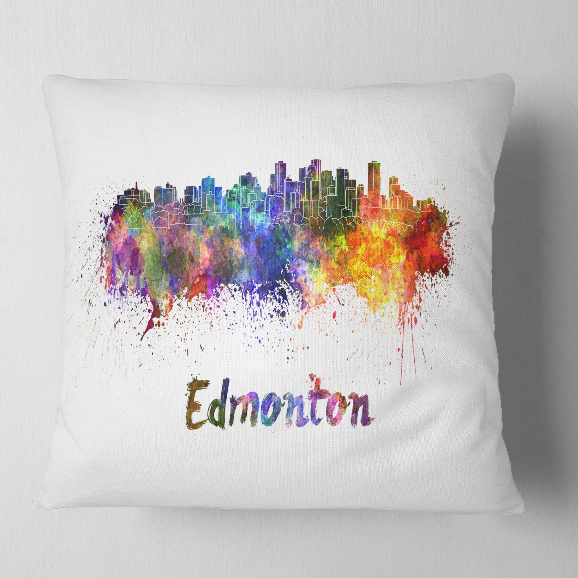 Designart Edmonton Skyline - Cityscape Throw Pillow - 16x16