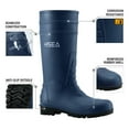 thumbnail image 2 of HISEA Men's Rain Boots with Steel Shank, Waterproof Rubber Protective Footwear, Seamless PVC Rainboots Non-Steel Toe Outdoor Work Boots, Durable Garden Fishing Tall Kneed Boot, Size 13 Navy Blue, 2 of 6
