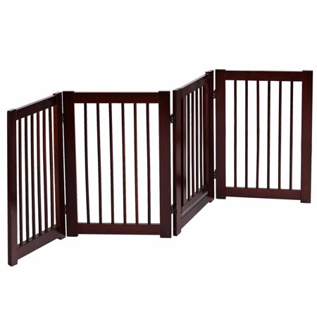 30" Configurable Folding Free Standing Wood Pet Dog Safety Fence with Gate - 4 Panel Design
