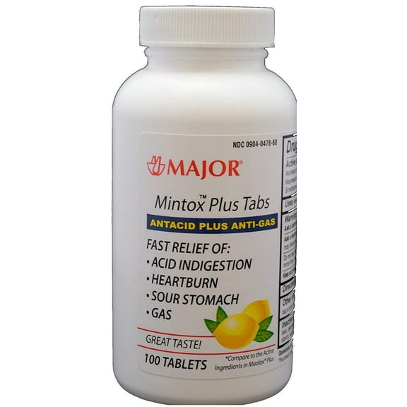 Major Antacid Plus Anti Gas Fast Relief Heartburn& Sour Stomach, 100ct