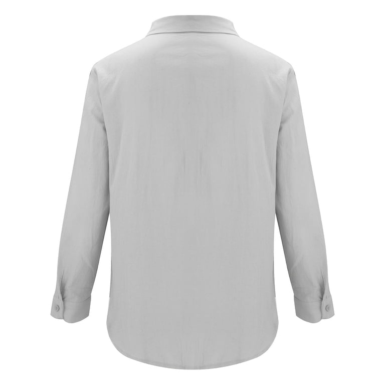 JMIERR Men's Cotton Linen Button-Down Shirt – Long Sleeve Casual Dress Shirt, 5XL