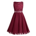 thumbnail image 3 of Sxiwei Kids Flower Girls Dress Sequin Lace Sleeveless Wedding Pageant Party Formal Prom Gown Red 14, 3 of 7