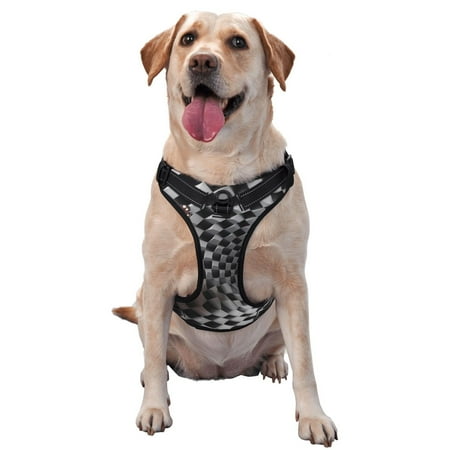 Adobk Butterflies Optical Illusion Print No Pull Dog Harness 3 Snap Buckles Reflective Oxford No Choke Puppy Harness for Small Medium Large Dogs-Large