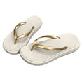 thumbnail image 4 of Fengactive Womens Minimalist Platform Flip Flops Solid Tone Thick Sole Thong Sandals Summer Slippers, 4 of 6