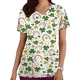 thumbnail image 1 of LSLJS St. Patrick's Day Haut d'Infirmière à Manches Courtes Imprimé avec Poche Col en V pour Femmes, Blouses Médicales pour Femmes, 1 of 3