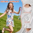 thumbnail image 5 of ZIATUBLES Coral Blue Floral Print Girls Jumpsuit Summer Casual Romper Flutter Sleeves One-Piece Playsuit Elastic High Waist Kids Outfit with Pockets for 13-14 Y, 5 of 6