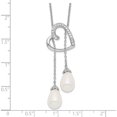 thumbnail image 3 of Sterling Silver Fw Cultured Pearl & Cz Two Become One 18In Heart Neck Made In China qsx223, 3 of 5