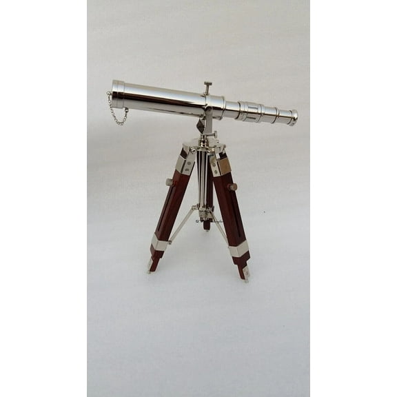 Vintage Brass Nautical Telescope With Tripod Stand Chrome Telescope For Décor