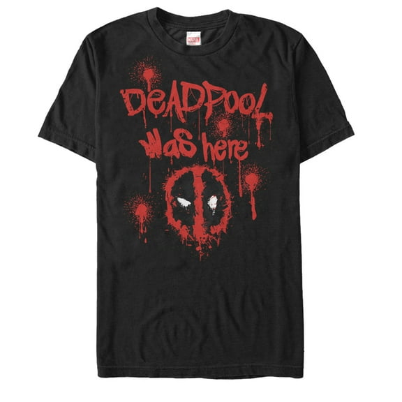 Men's Marvel Deadpool Was Here  Graphic Tee Black Large