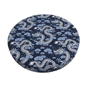 Easygdp Dragon Print Easy To Install Bar Stool Covers&Stool Covers Round&Elastic Stool Cover, Barstool Covers,Washable&Bottom With Elastic Edge-14 inch