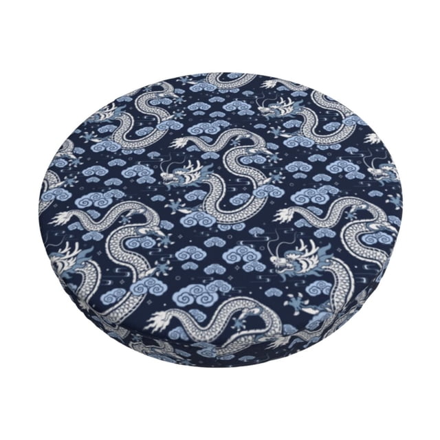 Easygdp Dragon Print Easy To Install Bar Stool Covers&Stool Covers Round&Elastic Stool Cover, Barstool Covers,Washable&Bottom With Elastic Edge-14 inch