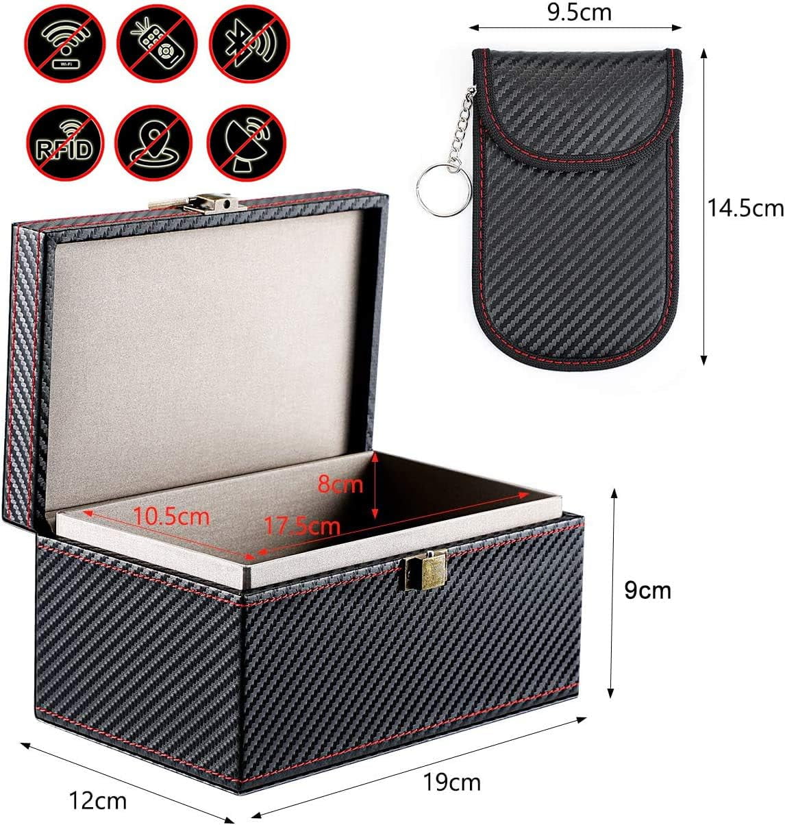 Car Key Box Keyless Go Protection, Car Key Anti-Theft Faraday Box and 2 Pack Faraday Bag,Signal Blocker Bag