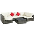 thumbnail image 2 of Gymax 7PCS PE Rattan Patio Sectional Sofa Conversation Set w/ White Cushions, 2 of 10