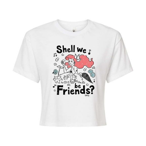 Disney - Shell We Be Friends - Juniors Cropped Cotton Blend T-Shirt