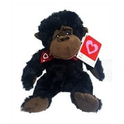 Valentine Plush Gorilla Toy with Red Heart Bow 8"