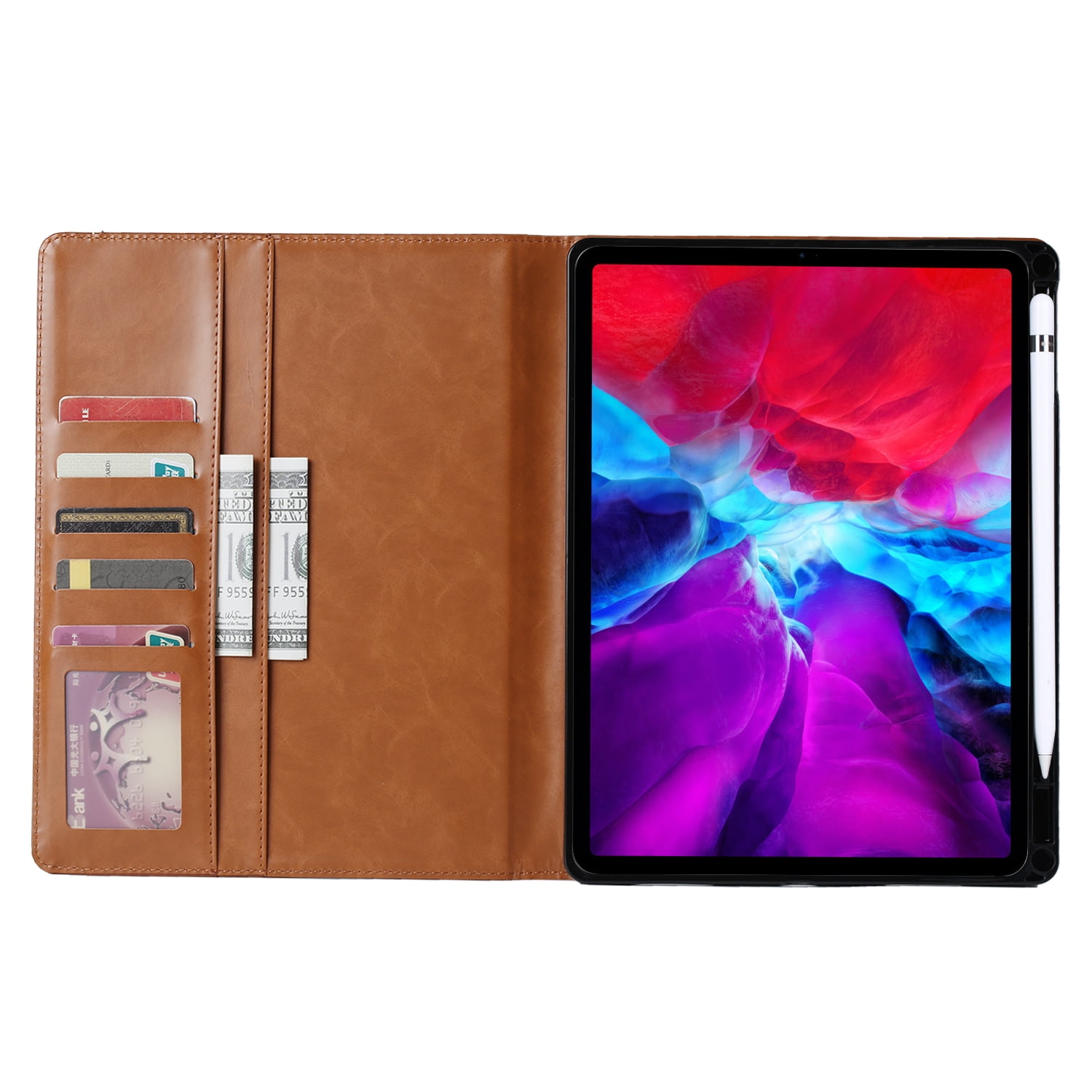Allytechgroup iPad 11th 10th Gen 10.9" Case with Pencil Holder, Front Pocket Business Type Flip Multi Angle Stand Shockproof Protective Auto Sleep Wake Case for Apple iPad 11 10 Gen 2025 2022,Black
