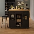 thumbnail image 3 of Cabihome Foldable Kitchen Island Cart, Mobile Storage Cart with Wheels, 2 Glass Doors, Spice Rack & Towel Holder for Kitchen Black, 3 of 6