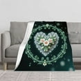 thumbnail image 2 of Durable Soft & Warm Flannel Blanket - Cozy Heart - Shaped Design with Floral Wreath Perfect for Sofa Travel Bed & Chair, 2 of 7
