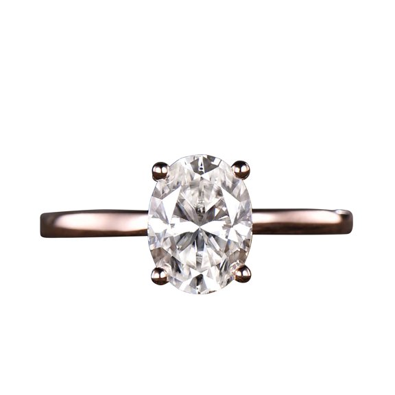Diamond Moissanite Engagement Ring 11x9mm 4 Carat Oval Cut 10k Rose Gold Solitaire Ring