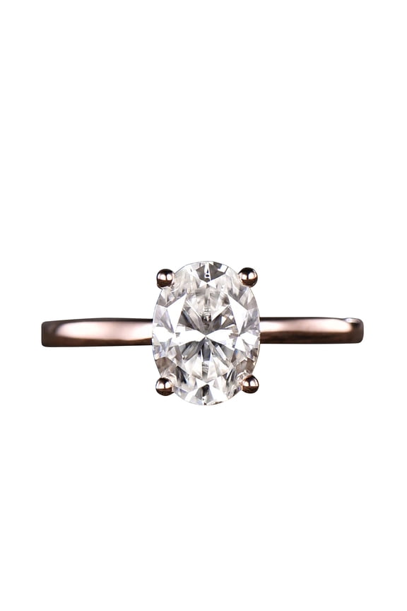 Diamond Moissanite Engagement Ring 11x9mm 4 Carat Oval Cut 10k Rose Gold Solitaire Ring