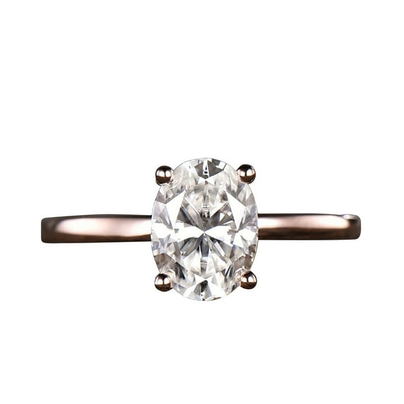 Diamond Moissanite Engagement Ring 11x9mm 4 Carat Oval Cut 10k Rose Gold Solitaire Ring