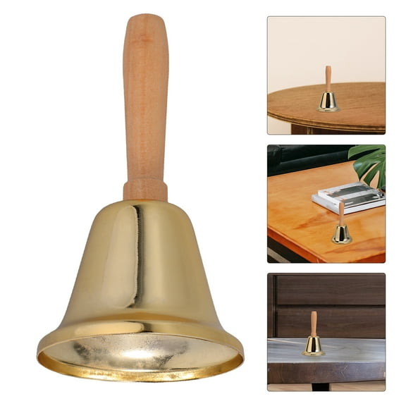 CATIEBYE Loud Bell with Wooden Handle, Ideal for Kitchen, Restaurant, Classroom, Service, and Customer Calling Use