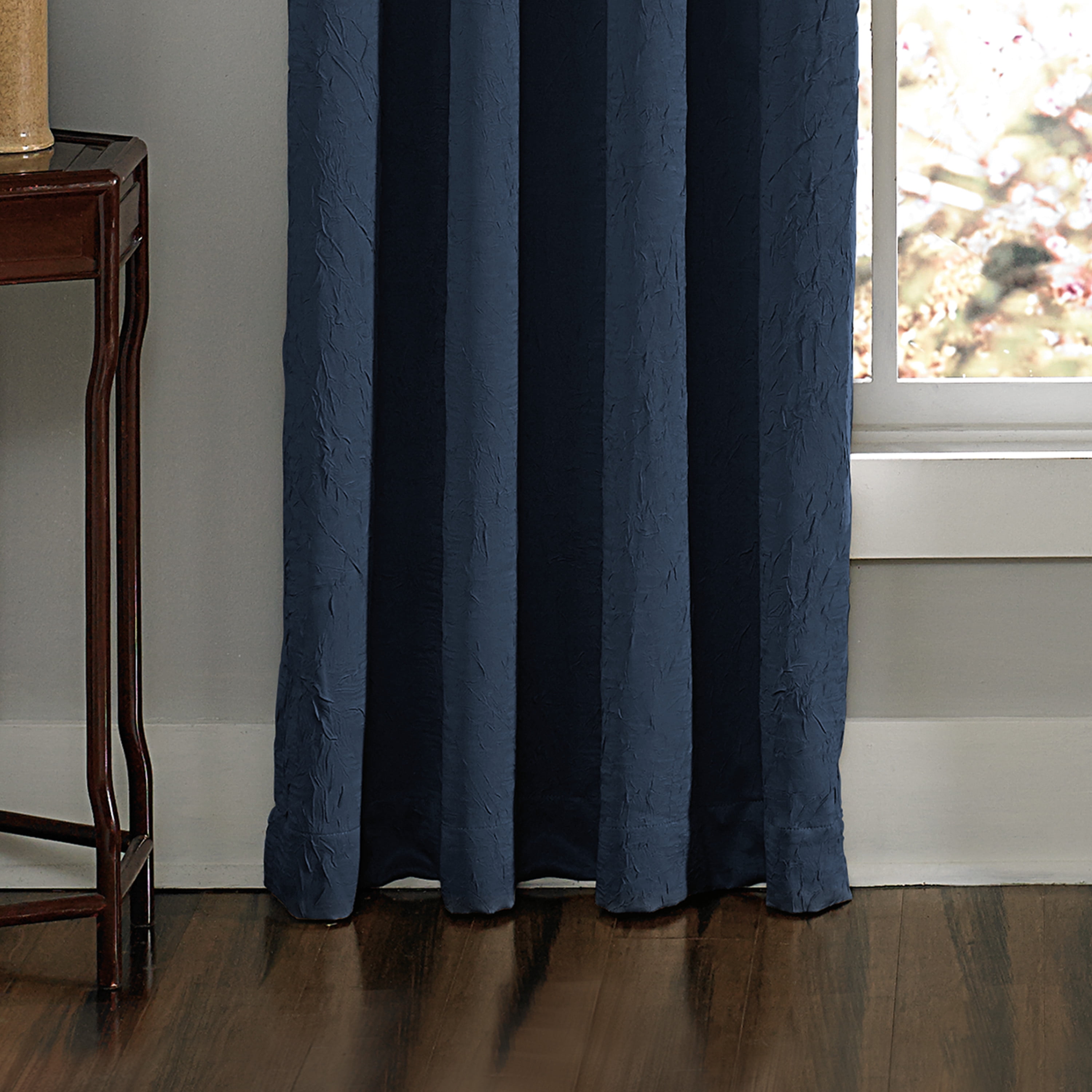 Curtainworks Lenox Grommet Curtain Single Panel, Indoor, 50"W x 108"L, Navy, Adult