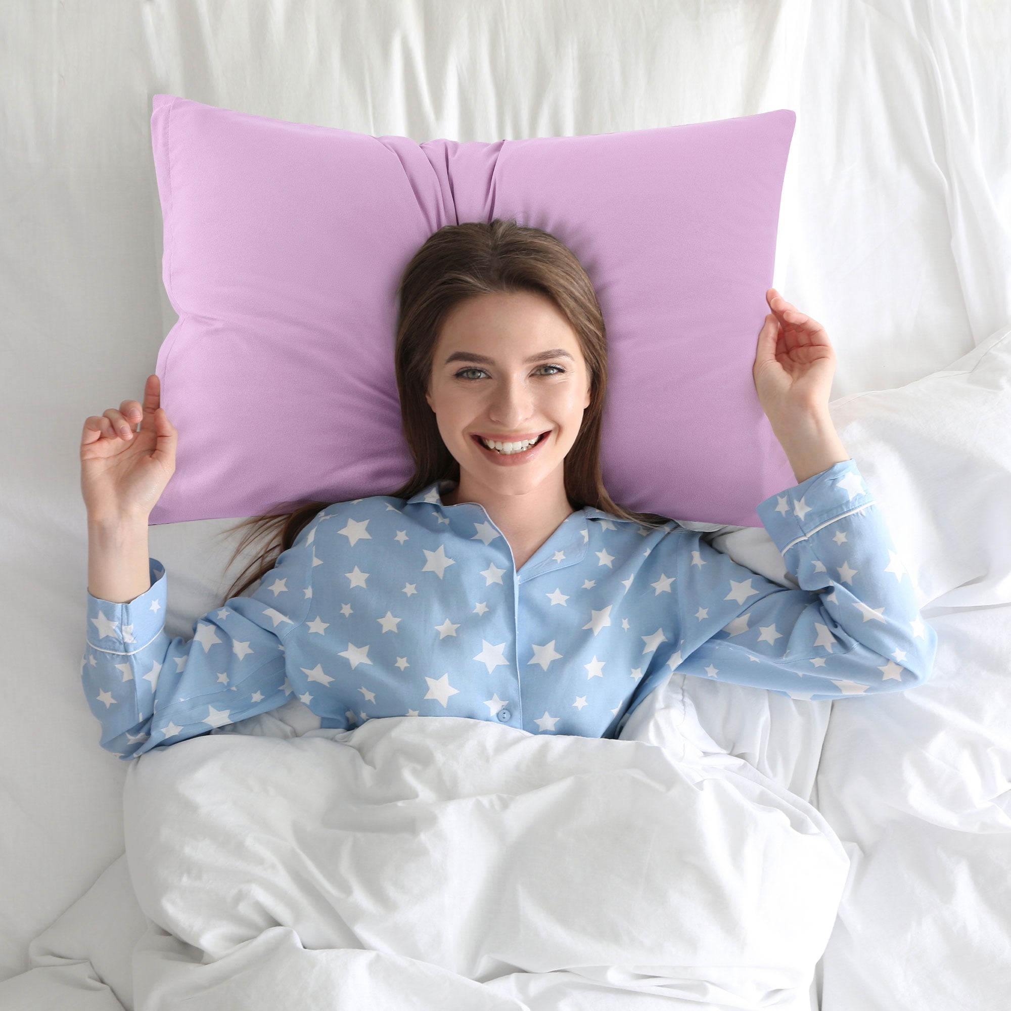 Unique Bargains 2-Piece Soft Microfiber Pillowcases, Queen, Lavender