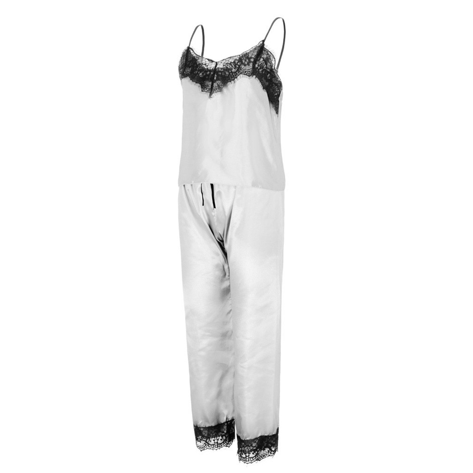Lovskoo 2024 Womens 3Pcs Pajama Set Silk Satin Sleepwear Cami Tops ...