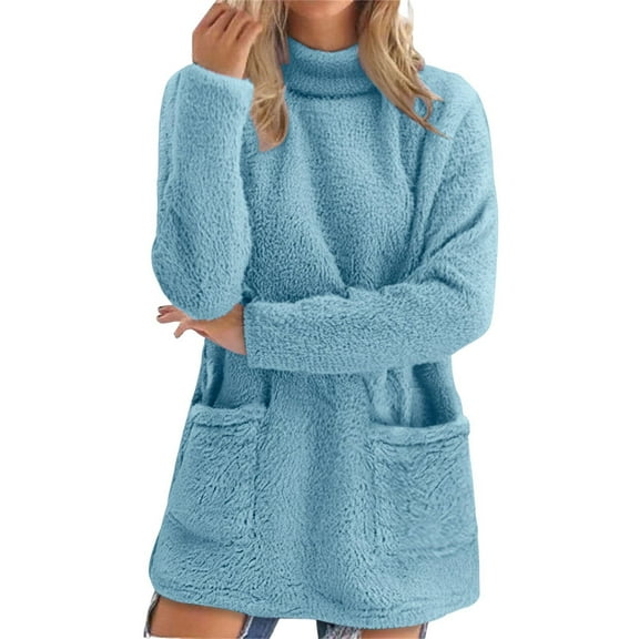 QHFBli Womens Winter Linened Hoodies Long Sleeve Button Down Jackets with Pockets Oversized Sherpa Fuzzy Warm Coats