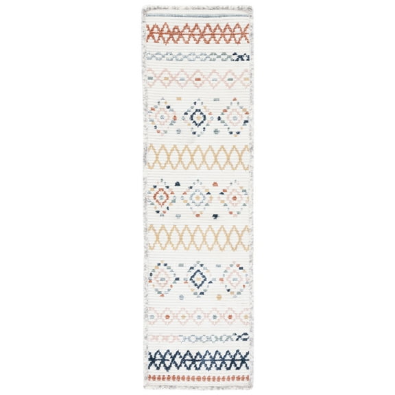 SAFAVIEH Marrakesh Dimas Southwestern Polyester Runner Rug, Ivory/Multi, 2'2" x 8'
