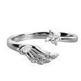 thumbnail image 1 of Anillo de pluma de ángel, anillo de dedo de Plata de Ley 925, elegante anillo de mujer, anillo de apertura ajustable para fiesta de boda diaria, 1 of 10