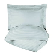 Egyptian Cotton 600 Thread Count Stripe Duvet Cover Set, Light Blue, Full/Queen by Superior