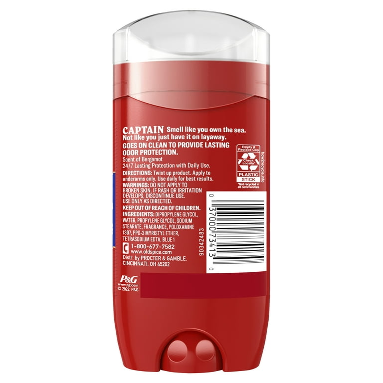Old Spice Red Collection Deodorant for Men, Captain Scent, 3.0 oz 