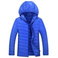 thumbnail image 2 of JTieacloth Men's Warm Fleece Jacket Lightweight Winter Jacket Warm Quilted Padded Coat For Cold Weather Windproof Outdoor Insulated With Hood Blue, 2 of 4