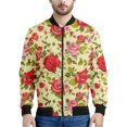 thumbnail image 3 of Chaqueta con cremallera y estampado de flores de rosas para hombre, abrigo con estampado floral en 3D de plantas, chaquetas informales de gran tamaño, ropa de calle, mangas largas, 3 of 5