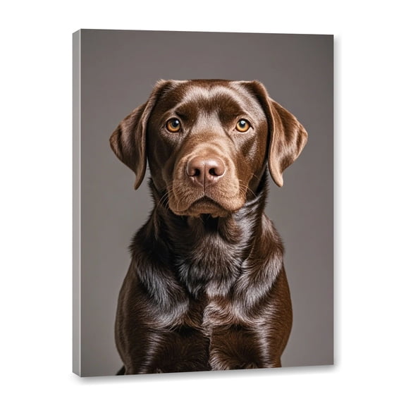 Chocolate Labrador Retriever Canvas Wall Art Framed Canvas Poster Prints Paintings Labrador Wall Art for Living Room Bathroom Bedroom Office Dining Room Restaurant Hotel Home Wall Decor 12x16 Inch