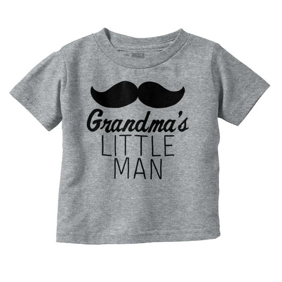 Grandma's Little Man Funny Mustache Youth T Shirt Tee Boys Infant Toddler Brisco Brands 12M