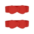 thumbnail image 1 of Cinturón elástico de cuero sintético con hebilla en forma de 8 de 2 piezas Inspire Chic para dama 27x2.36" (LxW) Rojo, 1 of 7