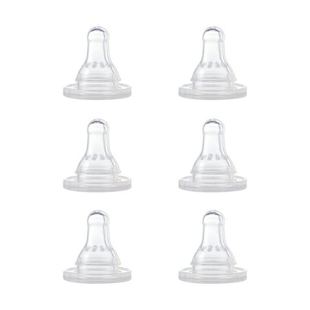 First Essentials by NUK Replacement Bottle Nipples, Silicone, Medium Flow, 6-Pack