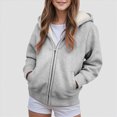 thumbnail image 2 of TOWED22 Girls Zip Up Hoodies Teen Fleece Full-Zip Sweatshirts Jacket Casual Fall Hoodie with Pocket(Light Gray,5-6 Y), 2 of 7